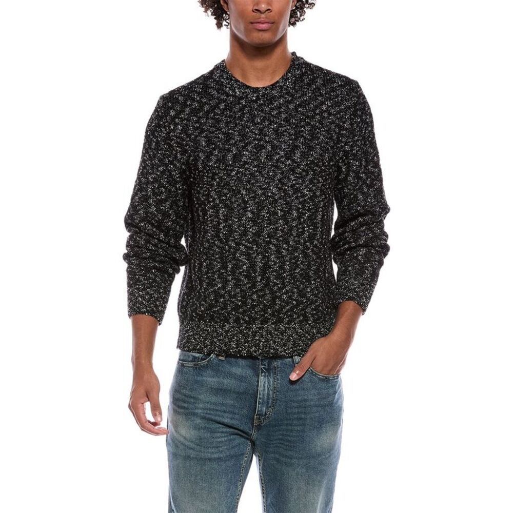 Atm Anthony Thomas Melillo Mens  Wool-Blend Crewneck Sweater, Black